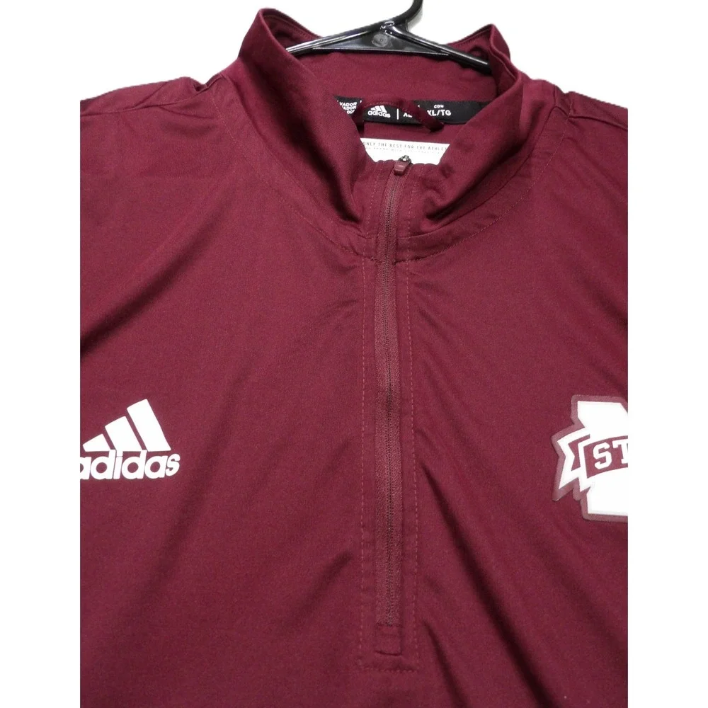 Adidas Mississippi State Bulldogs Zip Player Pullover XL Maroon AEROREADY Men LS